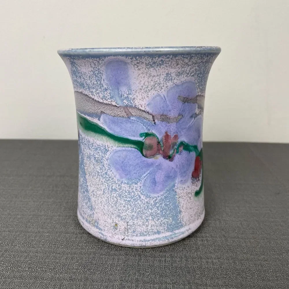 Handmade Studio Pottery‎ Purple Red Green Glaze Vase Container